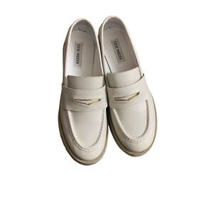 Steve Madden Cream Loafers with Gold Accent